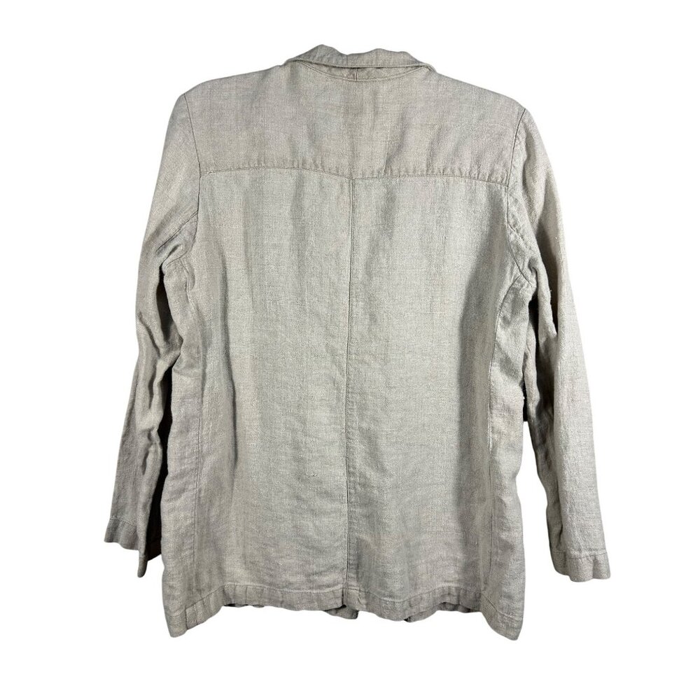 L.O.G.G. Linen Jacket Women's Sz 12 Beige Lagenlook Casual Beachy Comfy Stylish - Picture 2 of 9